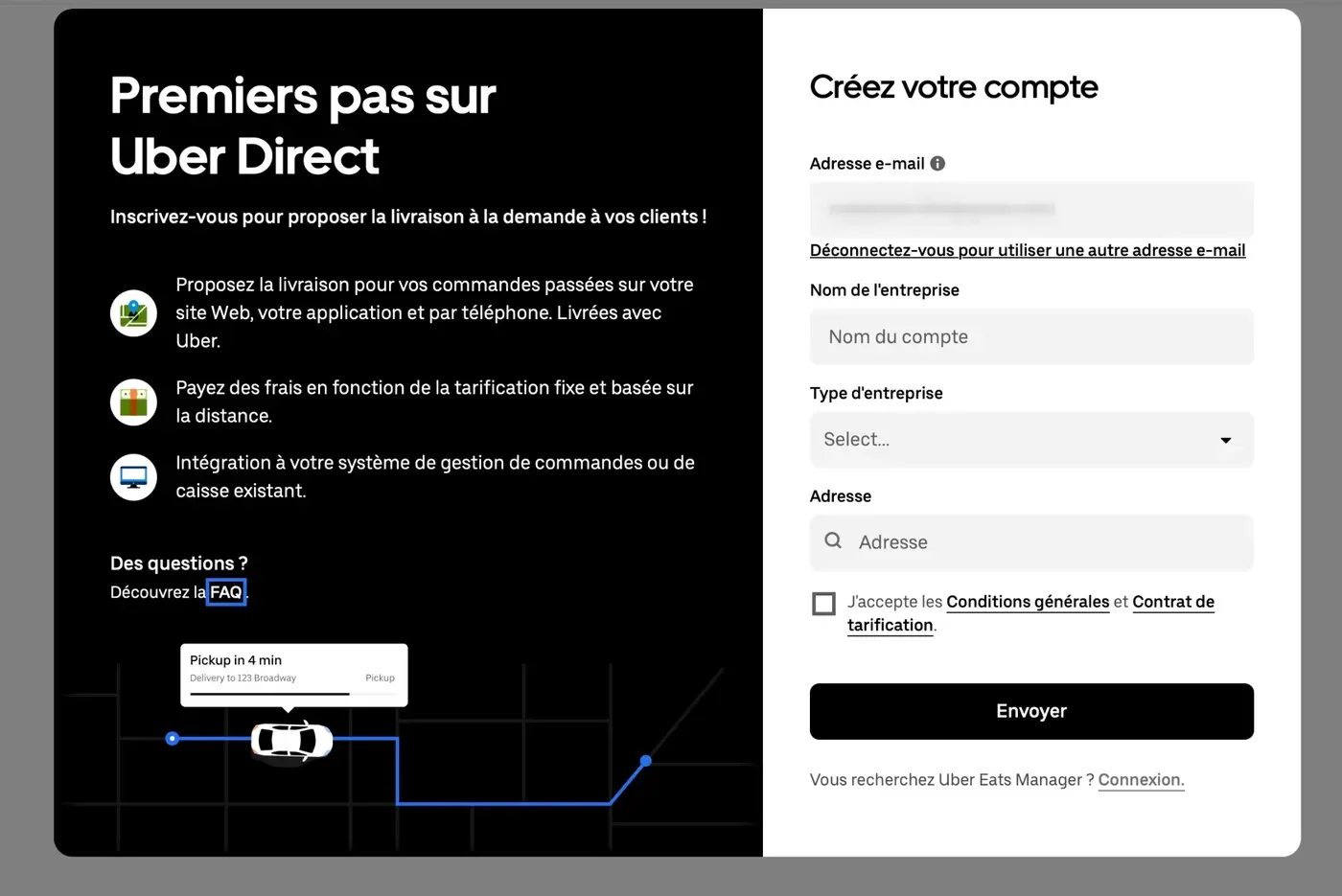 Le formulaire « Créez votre compte ».